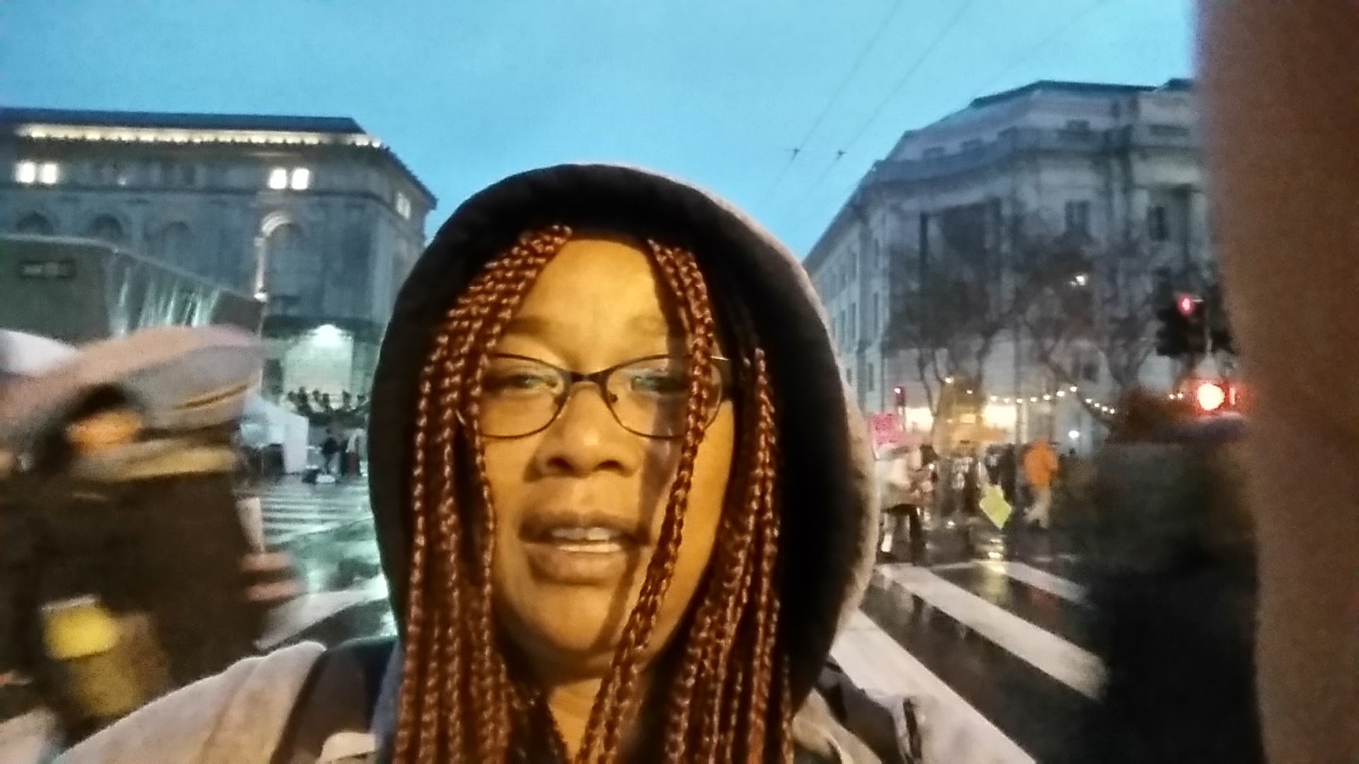 writer and teacher Christl Perkins at Women's March in San Francisco